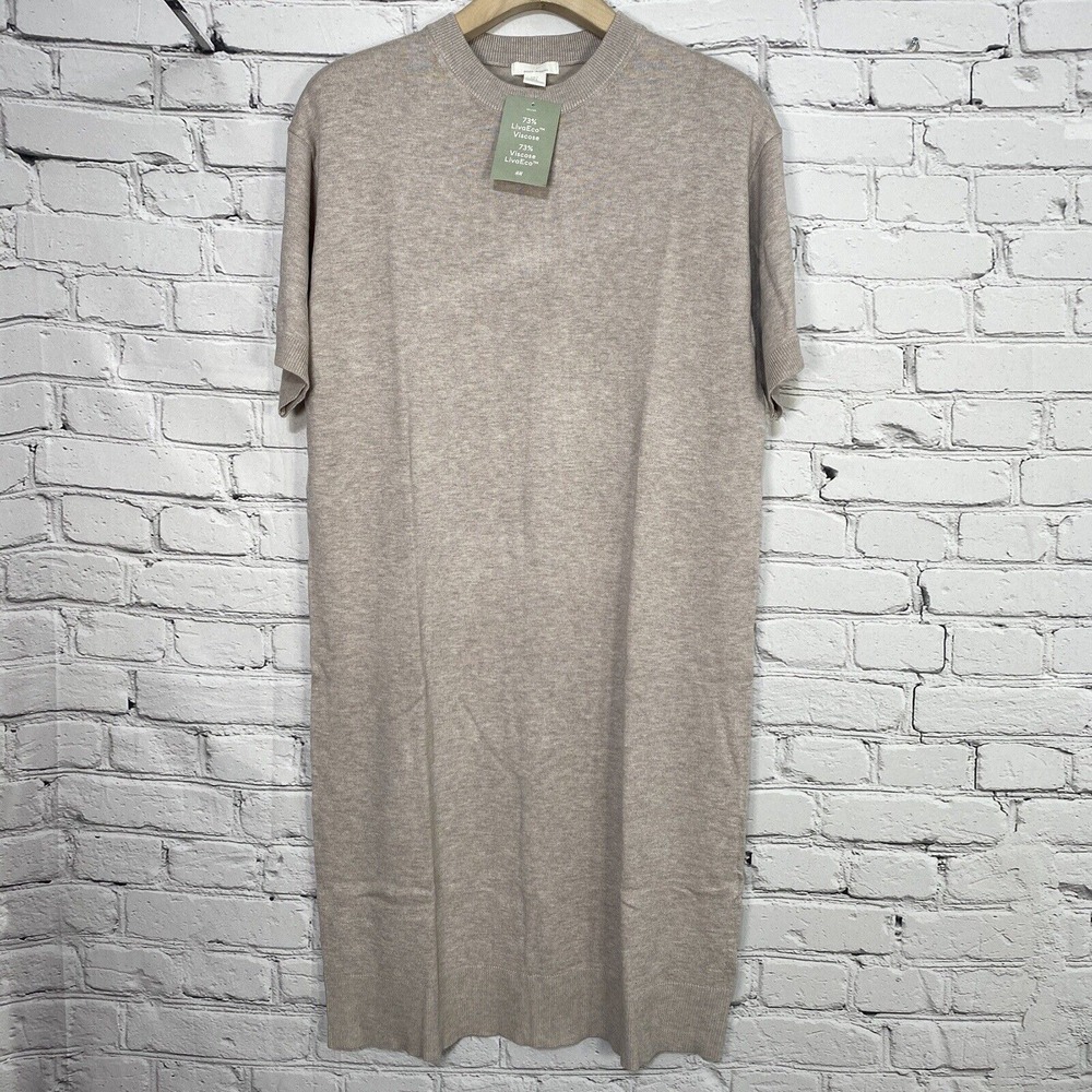 H&M Womens T-Shirt Dress Size‎ S Bodycon Gray Short Sleeve Crew Neck LivaEco